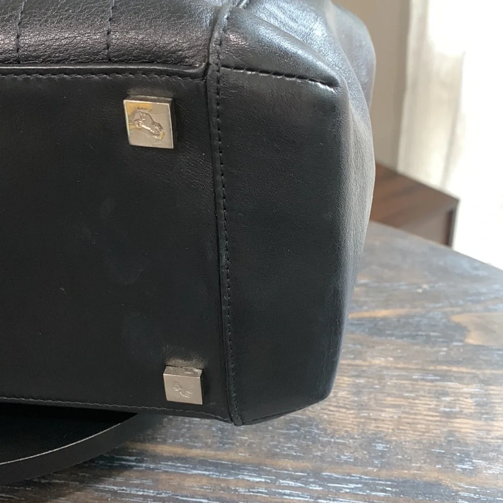Mario Hernandez black leather tote with metal H appliqués. Pre loved - Picture 5 of 14